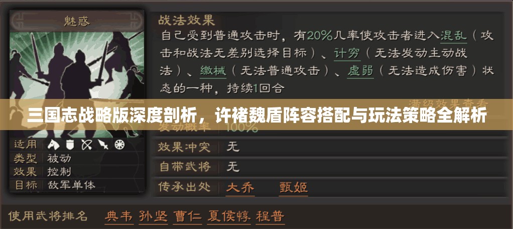 三国志战略版深度剖析，许褚魏盾阵容搭配与玩法策略全解析