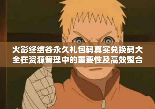 火影终结谷永久礼包码真实兑换码大全在资源管理中的重要性及高效整合利用策略