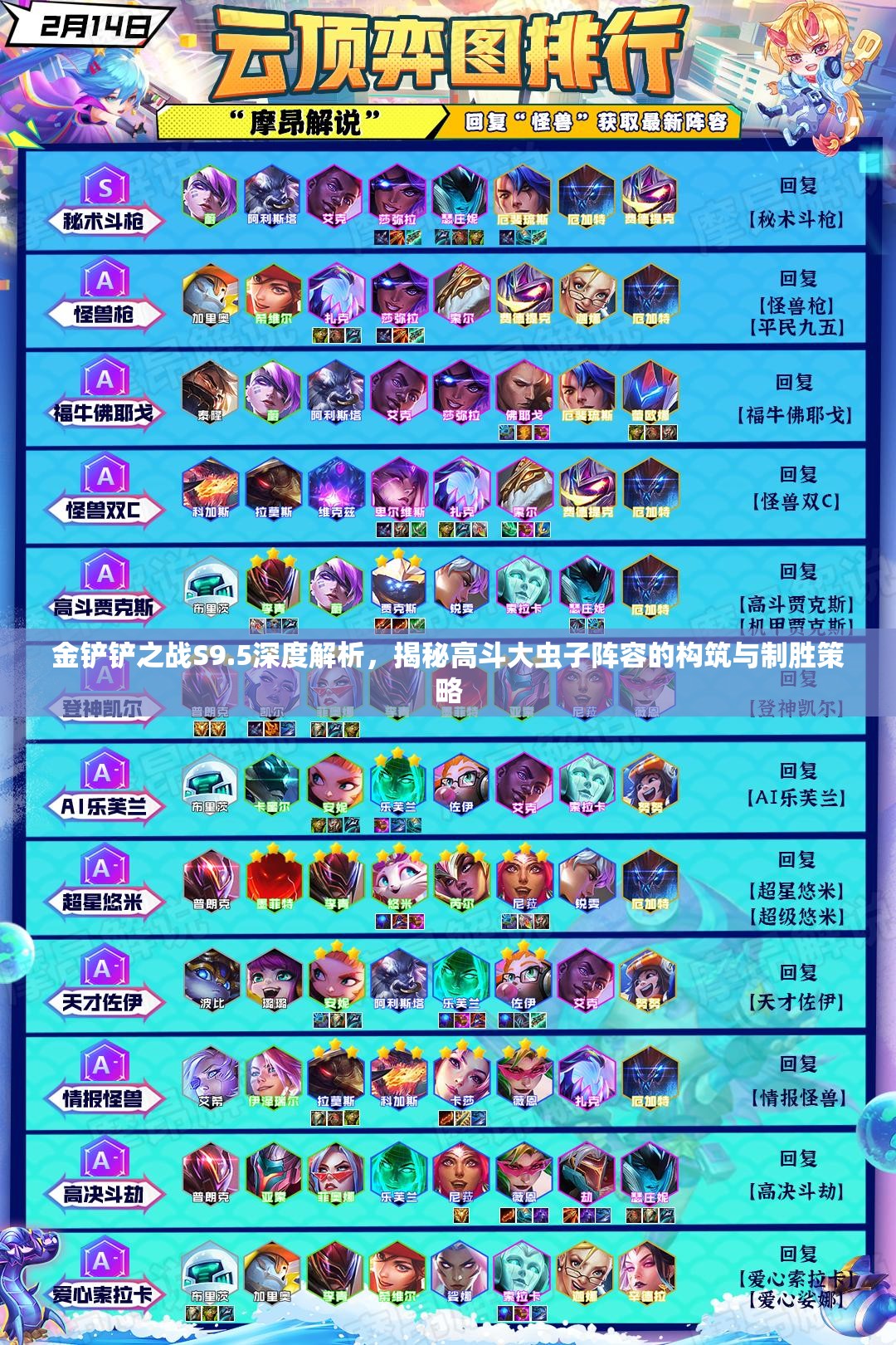 金铲铲之战S9.5深度解析，揭秘高斗大虫子阵容的构筑与制胜策略