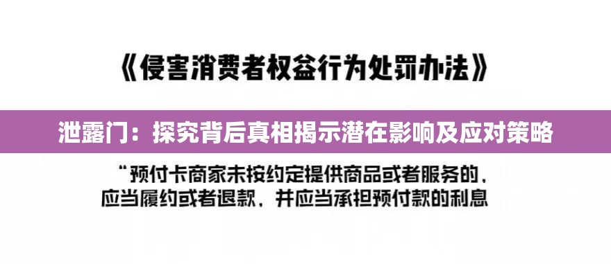 泄露门：探究背后真相揭示潜在影响及应对策略