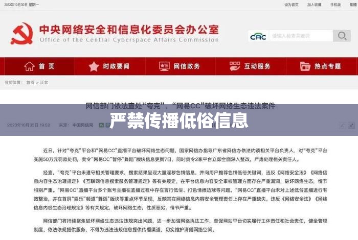 严禁传播低俗信息