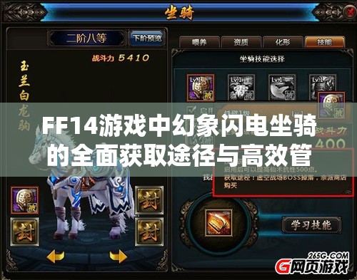FF14游戏中幻象闪电坐骑的全面获取途径与高效管理策略