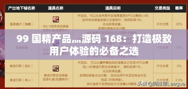 99 国精产品灬源码 168：打造极致用户体验的必备之选