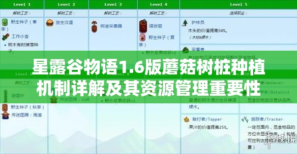 星露谷物语1.6版蘑菇树桩种植机制详解及其资源管理重要性