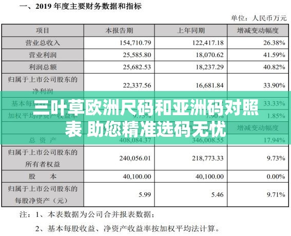 三叶草欧洲尺码和亚洲码对照表 助您精准选码无忧