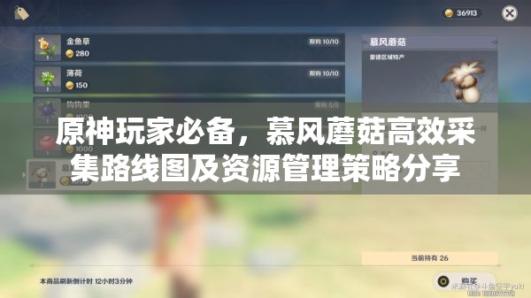 原神玩家必备，慕风蘑菇高效采集路线图及资源管理策略分享