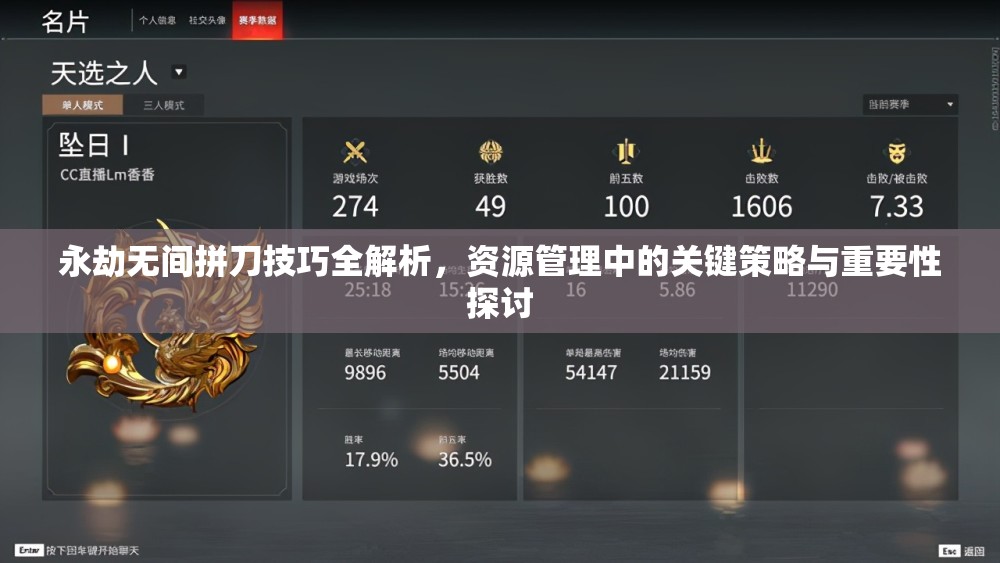 永劫无间拼刀技巧全解析，资源管理中的关键策略与重要性探讨