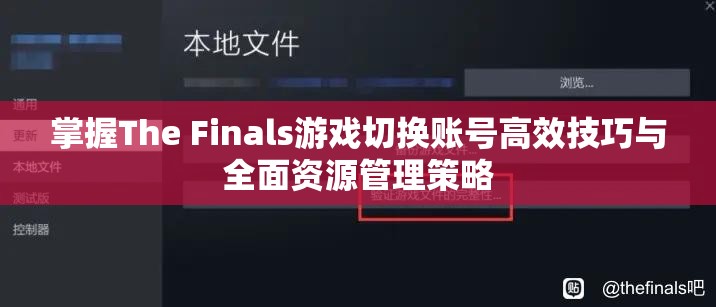 掌握The Finals游戏切换账号高效技巧与全面资源管理策略