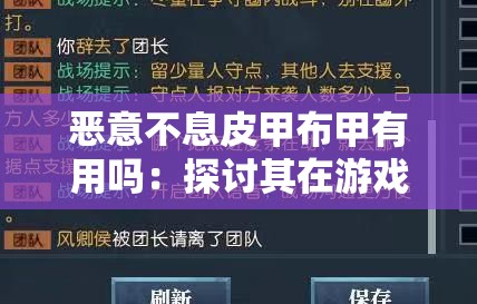 恶意不息皮甲布甲有用吗：探讨其在游戏中的实际作用和价值