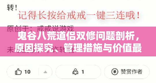 鬼谷八荒道侣双修问题剖析，原因探究、管理措施与价值最大化策略
