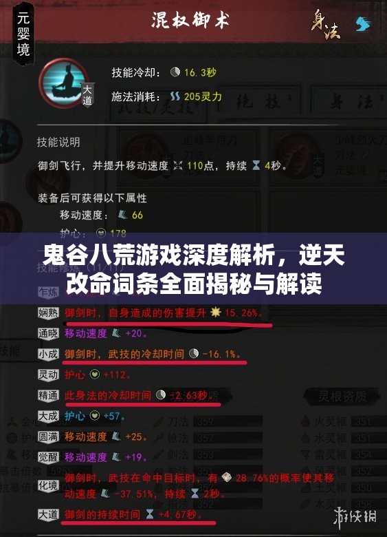 鬼谷八荒游戏深度解析，逆天改命词条全面揭秘与解读