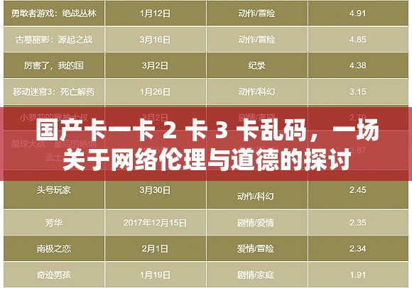 国产卡一卡 2 卡 3 卡乱码，一场关于网络伦理与道德的探讨