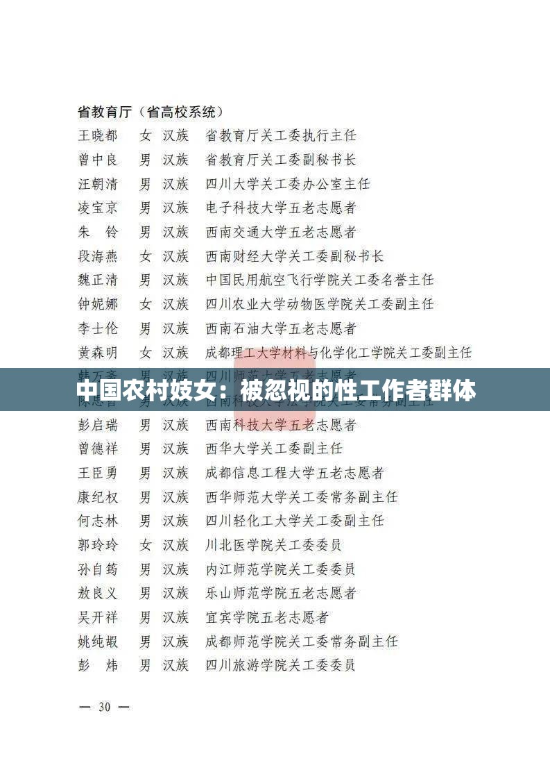 中国农村妓女：被忽视的性工作者群体