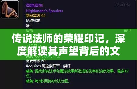 传说法师的荣耀印记，深度解读其声望背后的文凭含义与价值
