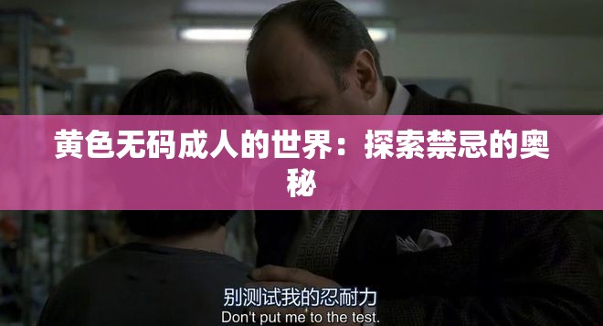 黄色无码成人的世界：探索禁忌的奥秘