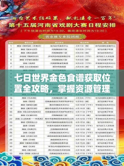 七日世界金色食谱获取位置全攻略，掌握资源管理艺术，解锁珍稀食谱