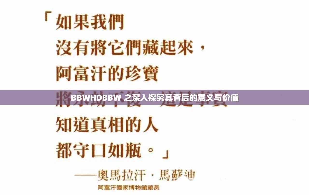 BBWHDBBW 之深入探究其背后的意义与价值
