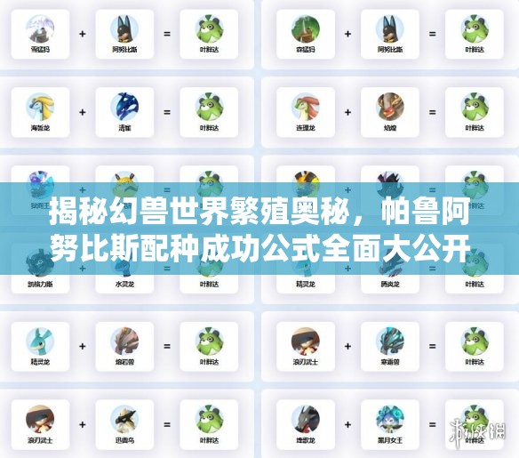 揭秘幻兽世界繁殖奥秘，帕鲁阿努比斯配种成功公式全面大公开