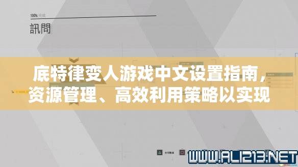 底特律变人游戏中文设置指南，资源管理、高效利用策略以实现价值最大化