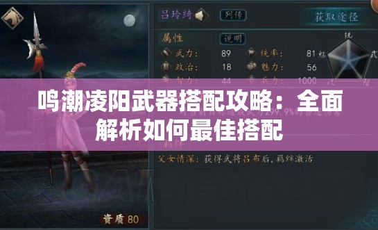 鸣潮凌阳武器搭配攻略：全面解析如何最佳搭配