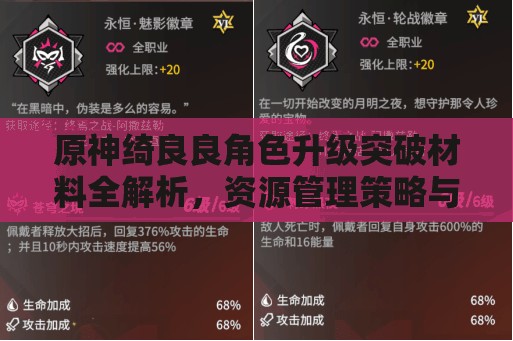 原神绮良良角色升级突破材料全解析，资源管理策略与高效利用价值最大化