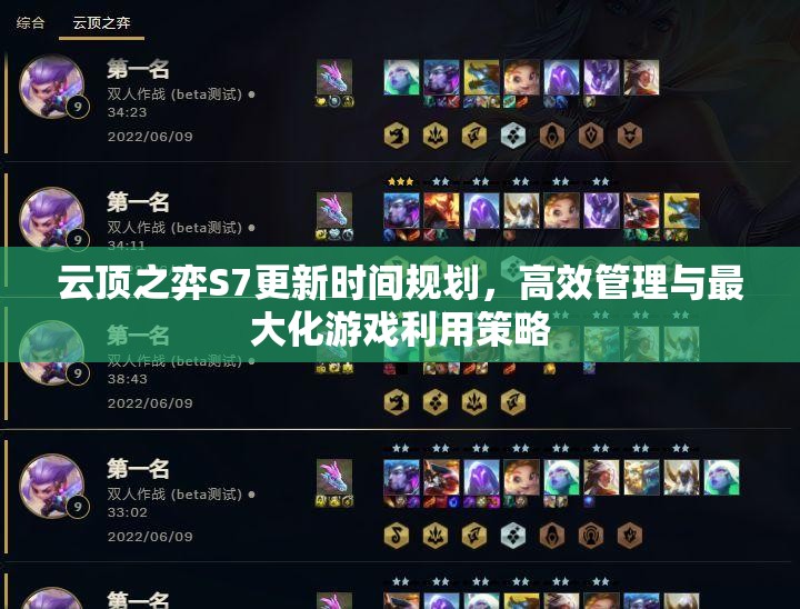 云顶之弈S7更新时间规划，高效管理与最大化游戏利用策略