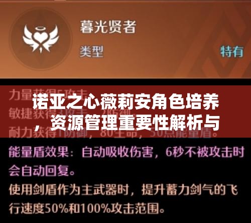 诺亚之心薇莉安角色培养，资源管理重要性解析与高效利用策略指南