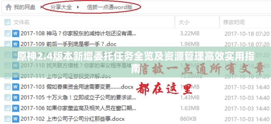 原神2.4版本新增委托任务全览及资源管理高效实用指南