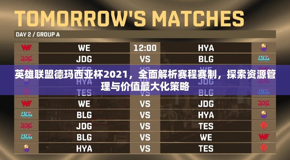 英雄联盟德玛西亚杯2021，全面解析赛程赛制，探索资源管理与价值最大化策略