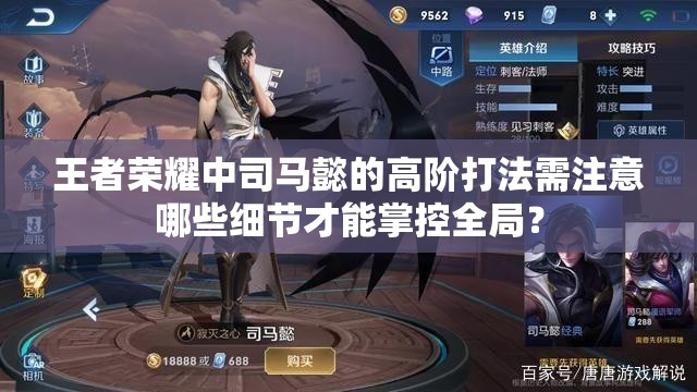 王者荣耀中司马懿的高阶打法需注意哪些细节才能掌控全局？