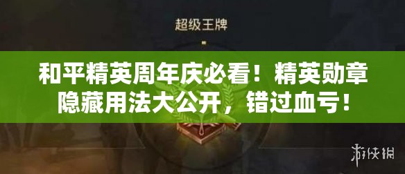和平精英周年庆必看！精英勋章隐藏用法大公开，错过血亏！