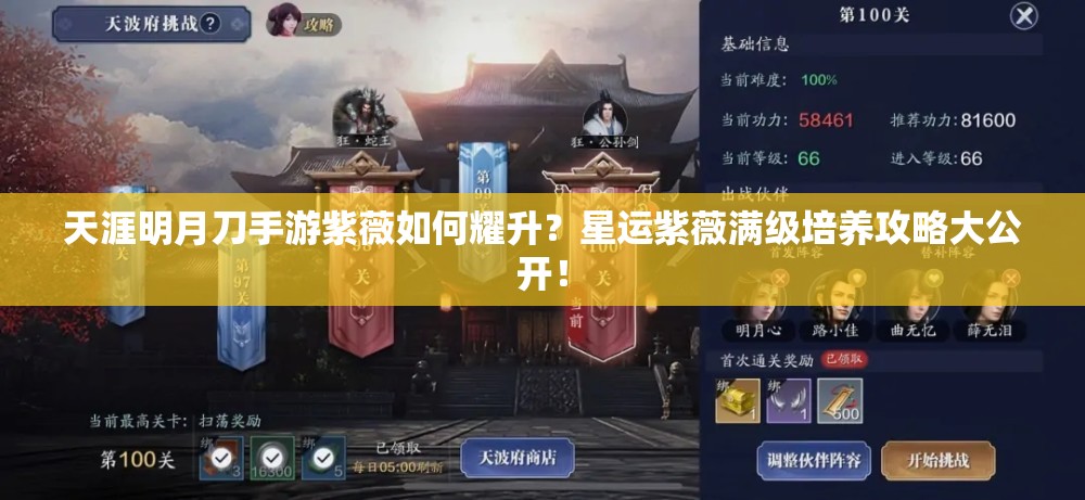 天涯明月刀手游紫薇如何耀升？星运紫薇满级培养攻略大公开！